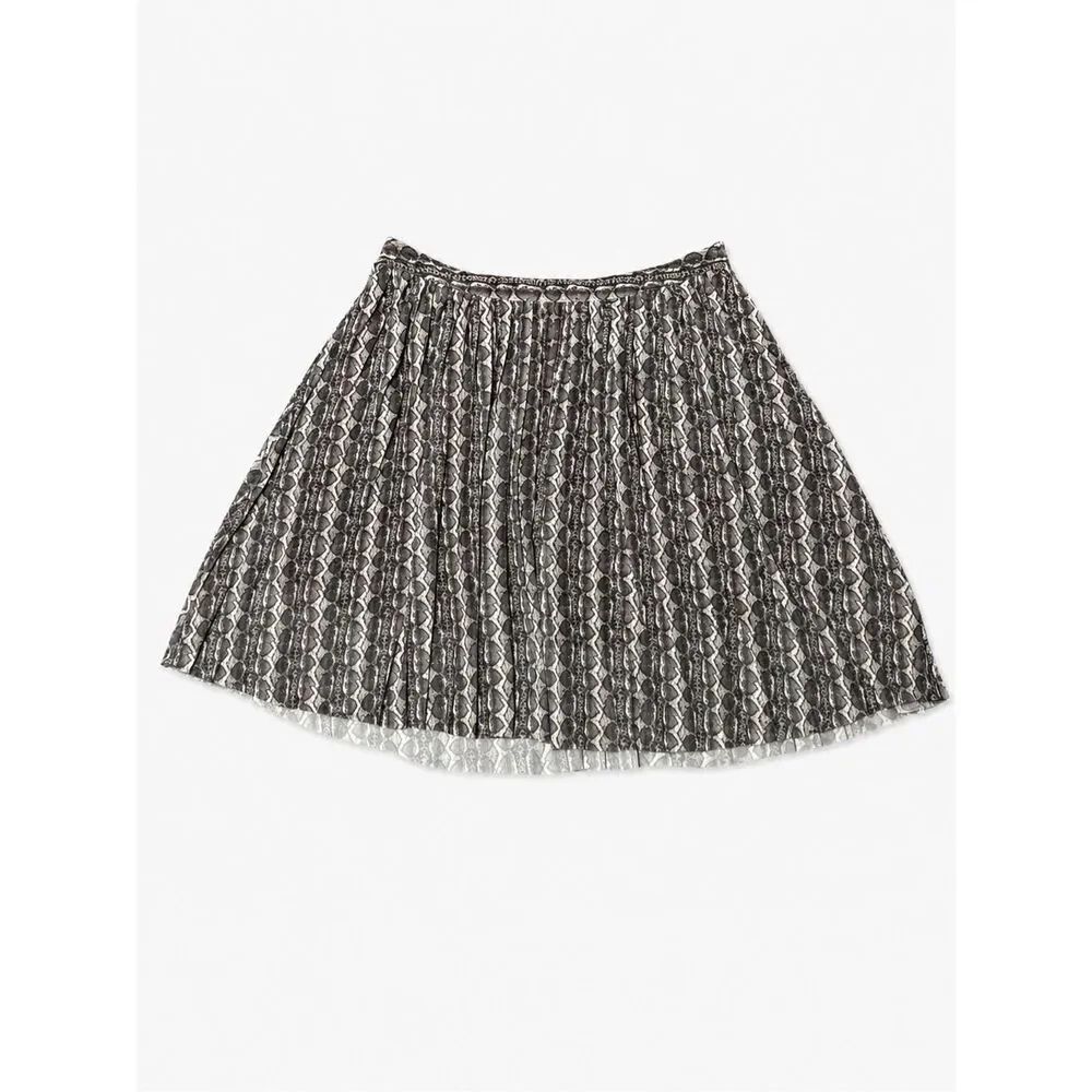 Rachel Roy 3X Gray Snake Print Pleated A-Line Skirt Plus Size Pull On Midi